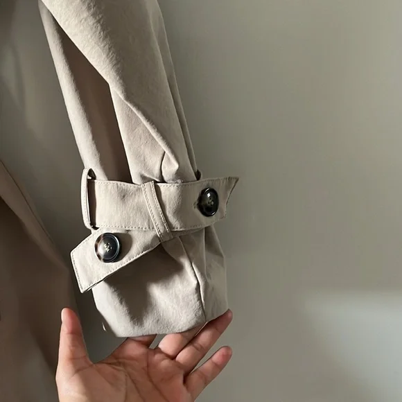 H&M Double Breasted Trench Coat Oversized Sz Small Beige Color - Picture 11 of 16